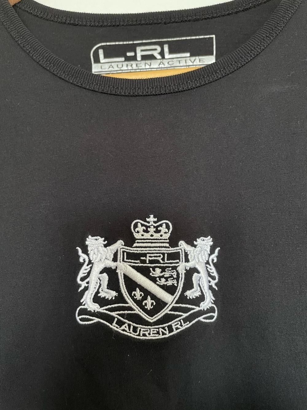 Ralph Lauren Black Short-Sleeve Tee with White Embroidered Crest